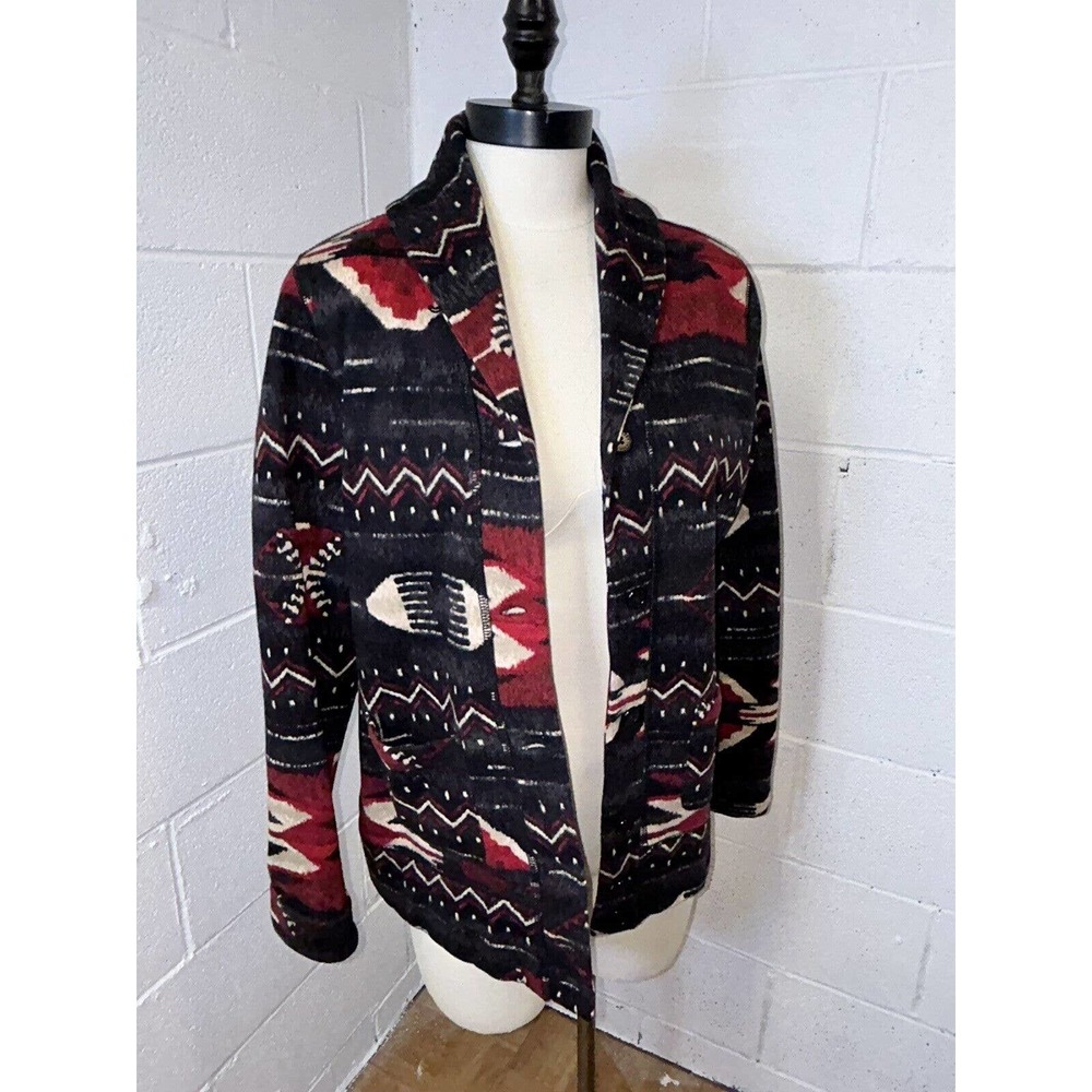 Lauren Ralph Lauren Womens Aztec Southwest Cardigan Button Up L Fleece Lined